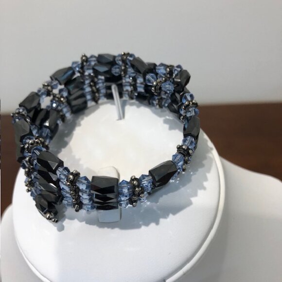 Blue Black Bead Chain Magnetic Necklace Bracelet Wrap Pre-Owned. - Picture 5 of 14